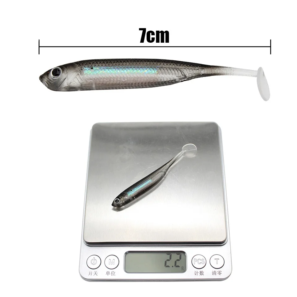 7.5cm 10cm soft shad fish with inner colorful reflection tube inside ,hollow body belly , soft small minnow lure bait