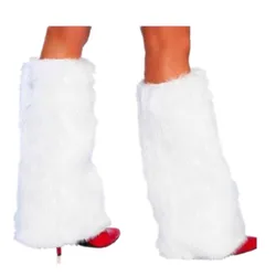 Winter Women Boot Covers Warm Christmas White Furry Foot Covers Christmas Uniform Accessories Party Show Party Foot Covers