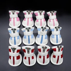 4pcs/Set Dog Shoes Casual Anti-Slip Small Dogs Shoes Chihuahua Bulldog Cute Pet Shoes Spring Summer Breathable Soft Mesh Sneaker