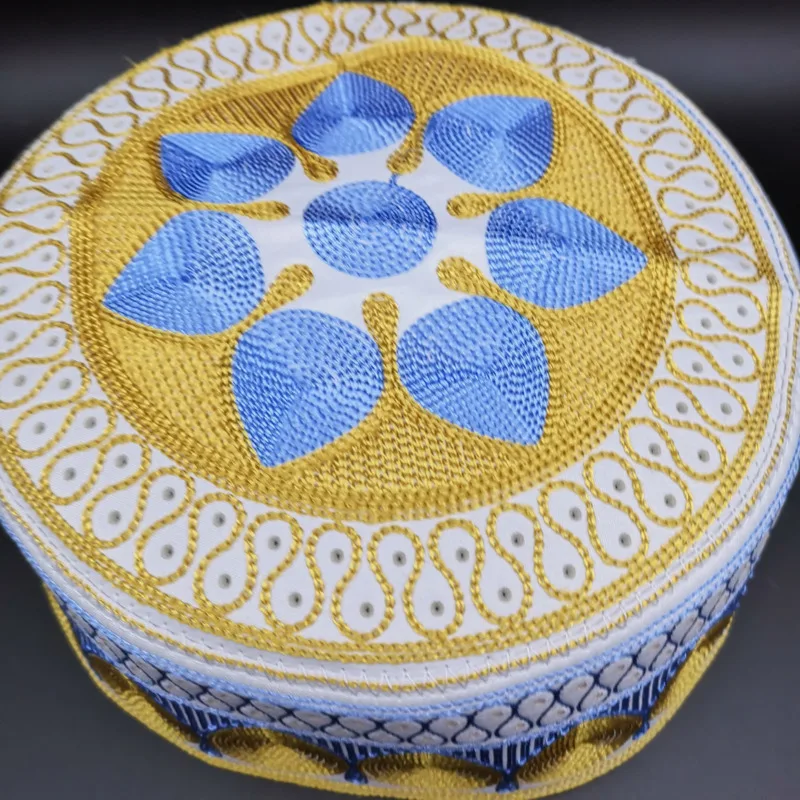 Golden Blue Topi  Kippah Islam Prayer Rug Saudi Abaya Prayer Caps Seccade Шапка Ислам Men Намаз Mütze Damen