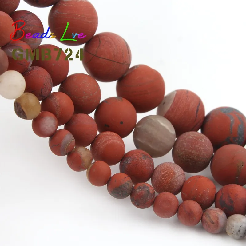 Natural Stone Dull Polish Matte Red Jaspers 4 6 8 10 12mm Round Beads for Jewelry Making Diy Bracelet Necklace Wholesale 15 Inch