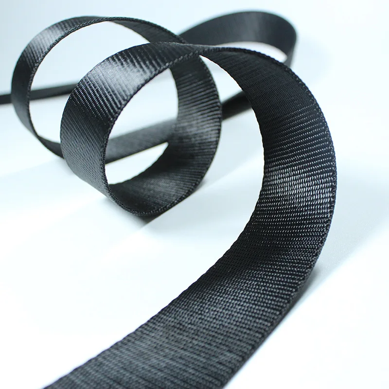 2 Inch(50mm) Width 50 Yards/Lot High-Grade Lmitated Nylon Webbing Plain Black Polyester Backpack Strap