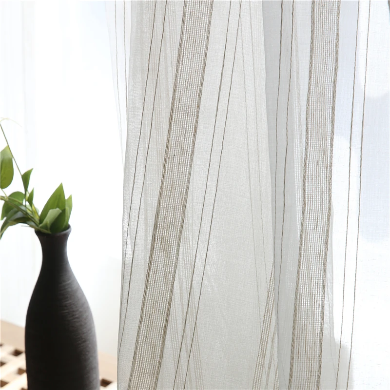 Modern sheer curtains For Living Room Striped white curtain Window Drapes linen curtains window balcony shade window screen