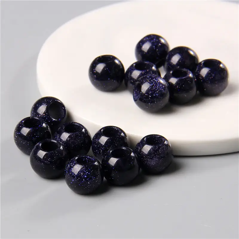 10pcs/Lot 8x14mm 5mm Big Hole Natural Round Jades Jaspe Stone Crystal Spacer Beads Charm Pendant For Jewelry Making Accessories - Image 13