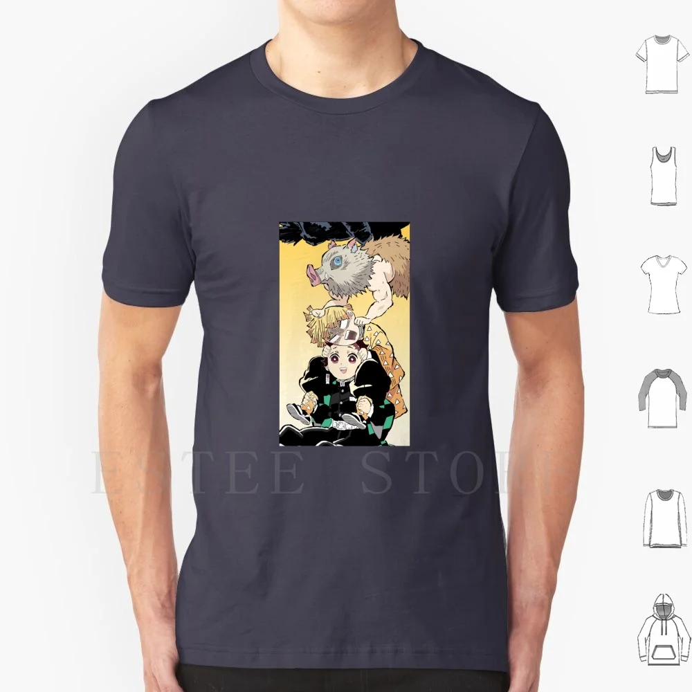 Camiseta de algodón con estampado de demonio Tanjiro Inosuke para hombre, camiseta de 3 células, DIY