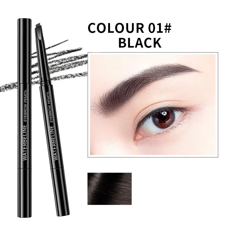 1pc Double Head Eyebrow Pencil Waterproof Ultra Fine Triangle Eye Brow Tint Pen Long Lasting Black Brown Cosmetic Makeup Tools