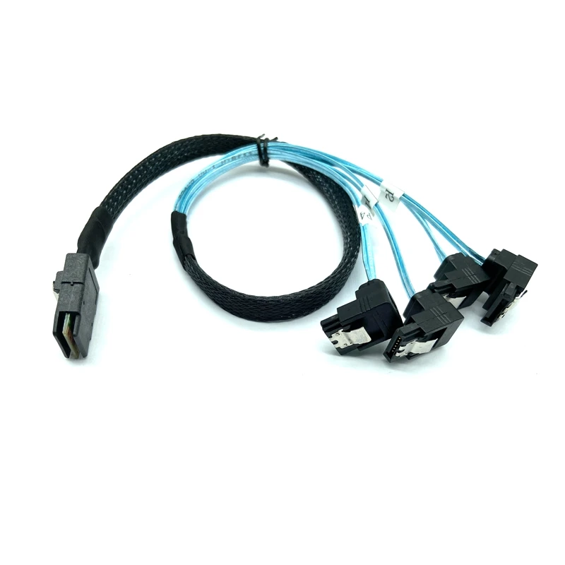 

UP Angled 90 Degree sas sata cable Mini-SAS SFF-8087 to 4 SATA Cable Mini SAS 4i SFF8087 36P To 4 SATA 7P Cable 12Gbps 0.5m 1m