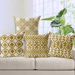 Pure Geometry Cushion Pillowcase Nordic Golden Yellow Geometric Pillows Home Chair Sofa Decorative Cushion Customized