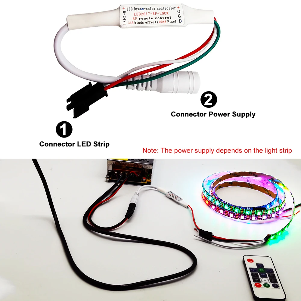 DC5-24V 14Keys Smart Led Controller Mini Wireless Full Color Remote For Individual Addressable 5050 RGB Strip Light Pixel Dimmer