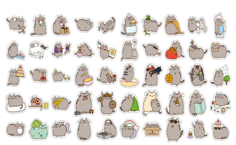 10/30/50/100pcs Cartoon Chunky Cat Graffiti Stickers Funny Cute Animal Stickers For Laptop Car Decal Decor Stickers Kids Toys