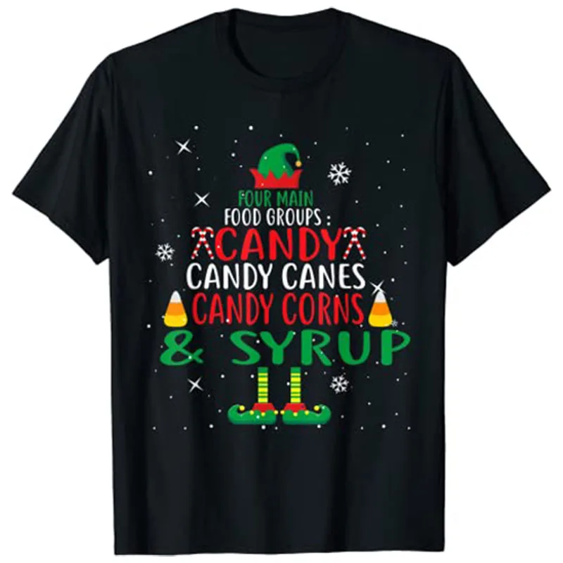 

Four Main Food Groups Elf Buddy Christmas Pajama Xmas Gifts T-Shirt