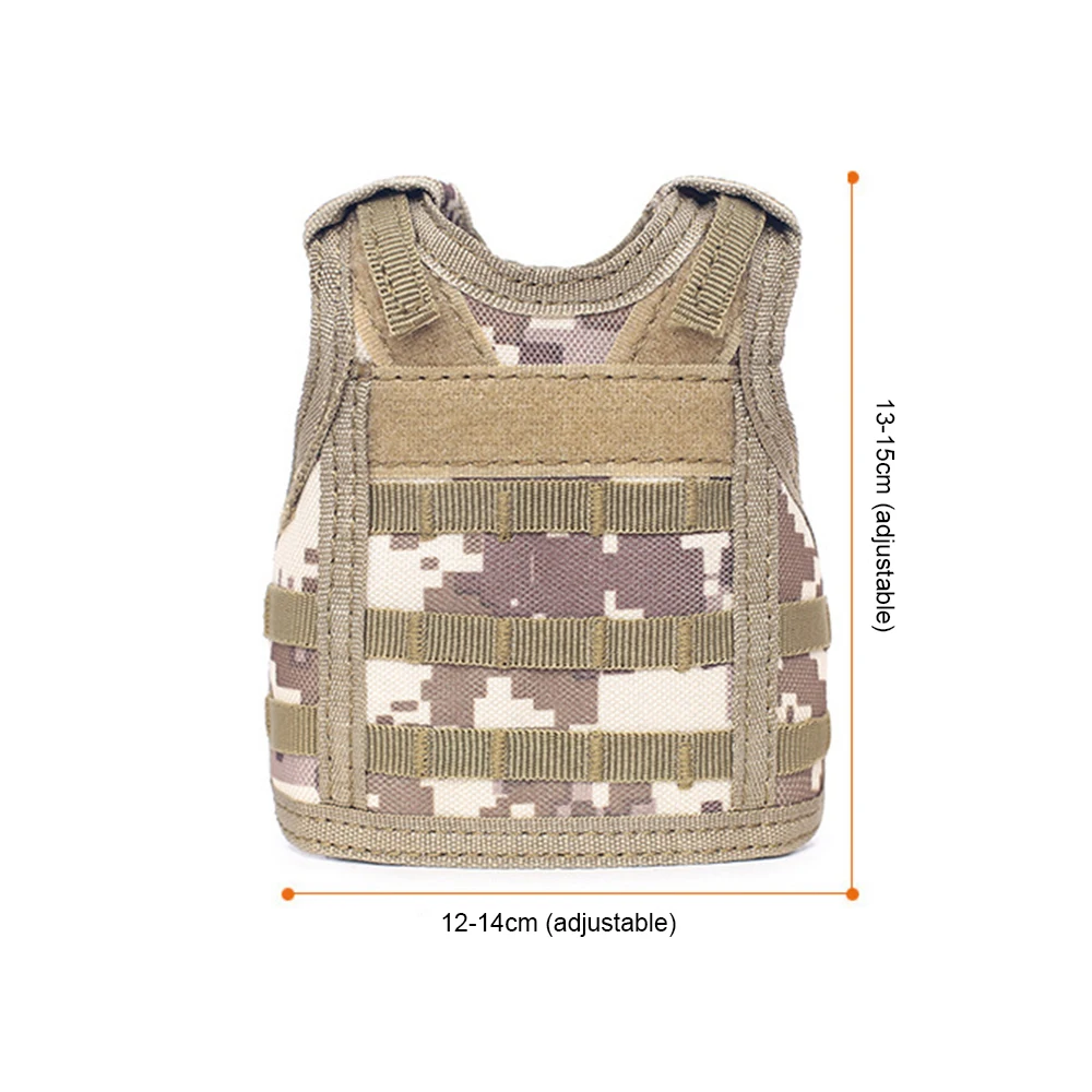 Tactical Army Fan Beer Bottle Vest Cover Military Mini Miniature Molle Vest Personal Bottle Drink Set Adjustable Shoulder Straps