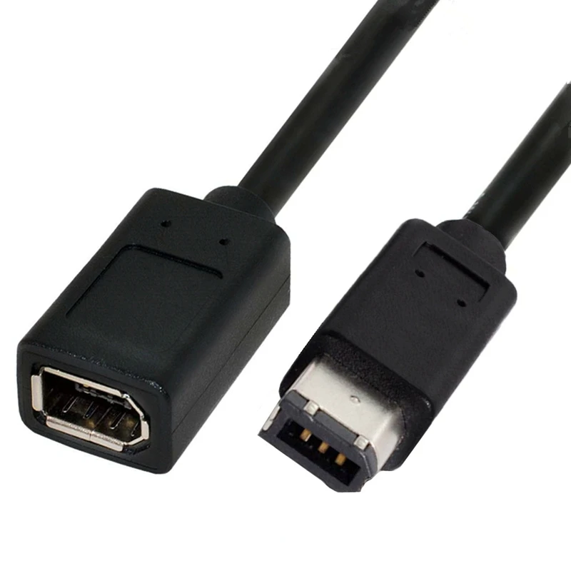 Black IEEE 1394 Cable 1394 6Pin Female To 1394b 6Pin Male Firewire 400 To 400 Male To Female Extension Short Cable 20cm