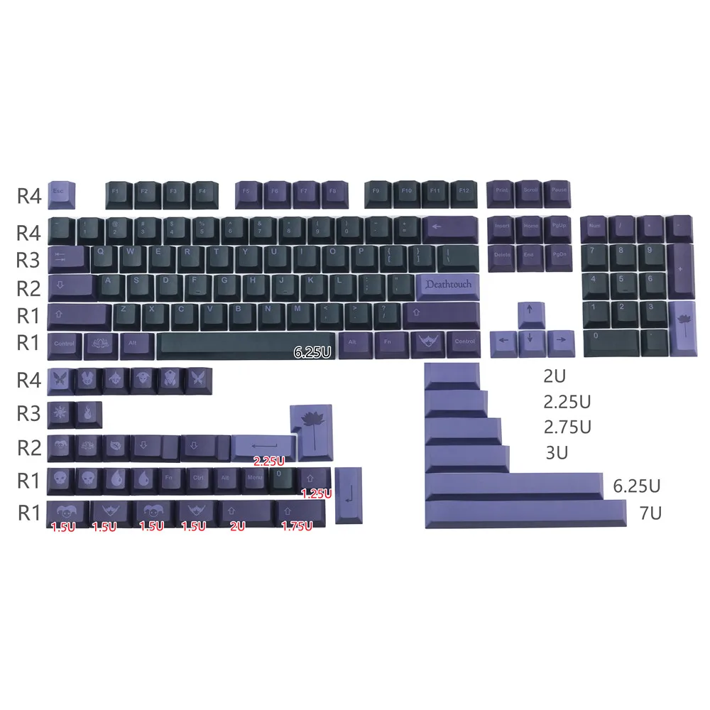 

GMK Black Lotus Keycap 142 Keys Cherry Profile DYE Sublimation PBT Full Keycaps 2U 2.25U 2.75U 3U 6.25U 7U Spacebar For Keyboard