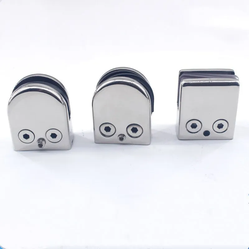 4Pcs Stainless Steel Square Clamp Holder Bracket Clip For Glass Shelf Handrails Silver