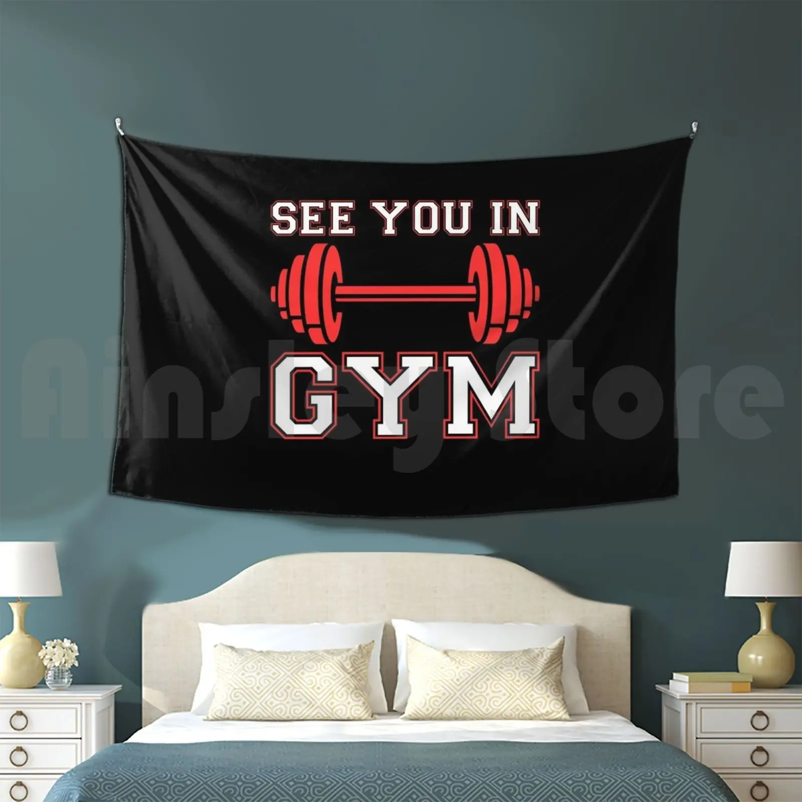 See You In Gym Fitness Workout Weights Customized Tapestry Fitness Workout Fitness Exercise Gym Weights