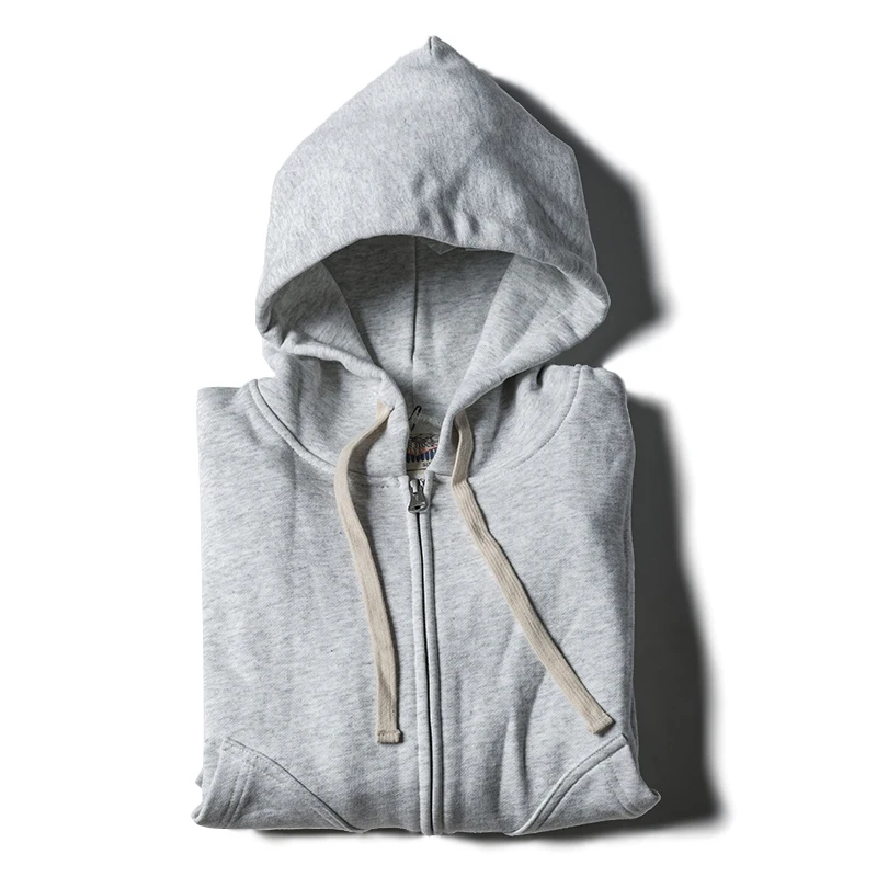 NON STOCK 500gsm Full Zip Hoodies Men Solid Cotton Hooded Sweatshirts Sportwear