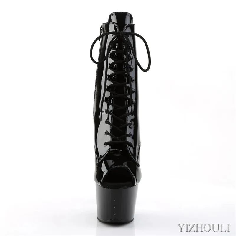 Party pole dance PU17 cm botines altos, 7 pulgadas, modelos sexys con dedos desnudos, zapatos de baile