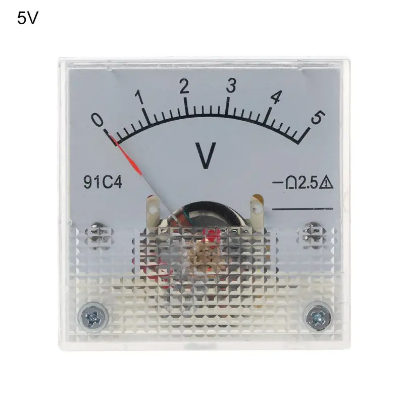 91C4 DC Voltmeter Analog Panel Voltage Meter Mechanical Pointer Type 3/5/10/15/20/30/50/100/150/250V Analog Panel Volt Voltage M