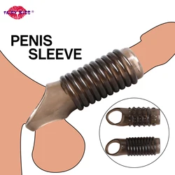 Sleeve For Penis Extender Penise Enlargement Extensions Reusable Condoms With Clasp Cock Ring Sex Toys For Men Delay Ejaculation