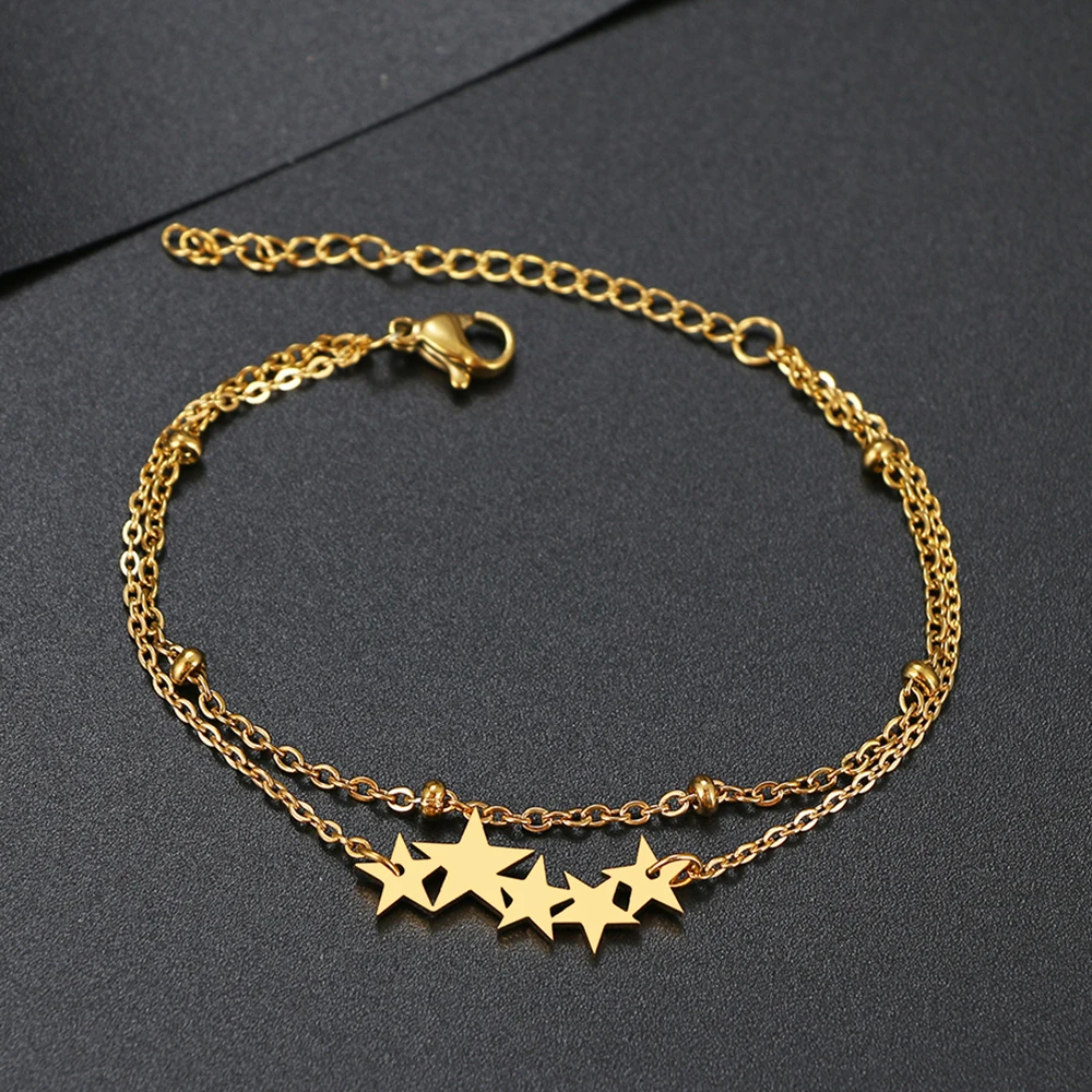 Stainless Steel Bracelets Multiple Stars Classic Fashion Style Bracelet For Women Fine Fashion Jewelry Wedding Party Gifts