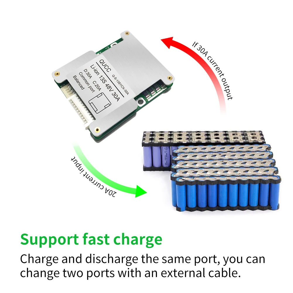 Qucc BMS 13S 48V 15A 20A 30A 40A 50A 60A100A 120A 18650 Balancer PCB Lithium-Batterie Schutz Bord für Elektrische Fahrzeug Ebike