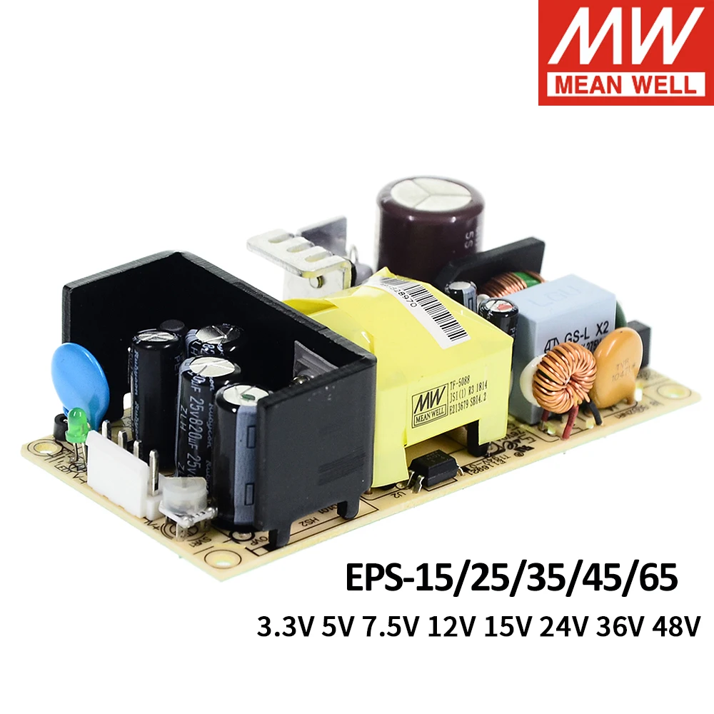 Mean Well EPS PCB Type Single Output Power Supply EPS-15/25/35/45/65W 3.3V 5V 7.5V 12V 15V 24V 27V 36V 48V Meanwell Driver