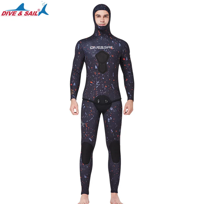 3MM Two Pieces Scuba Hooded Super Stretch CR Snorkeling Diving Suit Men Women Waterproof Keep Warm Neoprene Spearfishing Wetsuit