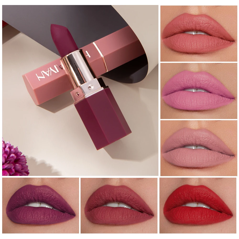 6 Color Brand Matte Lipstick Long Lasting Lips Makeup Sexy Red Nude Silk Velvet Lipsticks Waterproof Lip Stick Not Dry Cosmetics