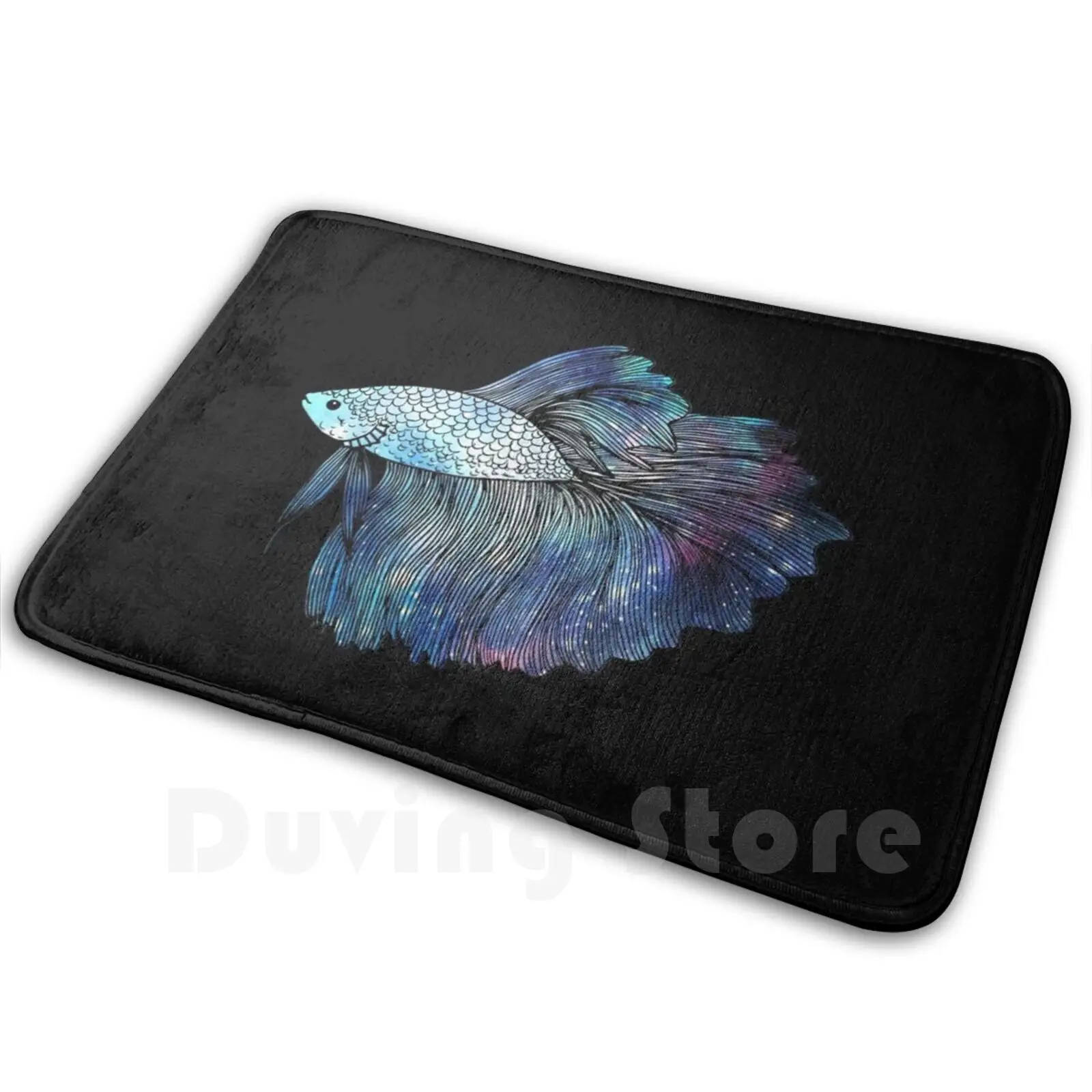 Blue Galaxy Betta Fish Mat Rug Carpet Anti-Slip Floor Mats Bedroom Fish Betta Betta Fish Blue Fish Aquarium Fish Fish Lover