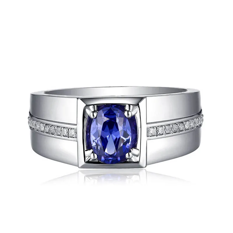 Cellacity Sapphire Ring for Men Opening adjustable Silver  Jewelry Gemstones Gorgeous Temperament Accessory for Anniversary