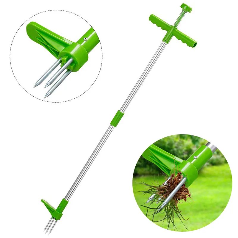 Long Handle Weed Remover Portable Garden Lawn Weeder Root Remover Outdoor Yard Grass Root Puller Aluminum Stand Up Weed Puller