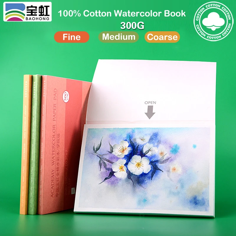 100% Cotton Large Size 300g Cotton Pulp Paper 20Sheets Watercolor Book Hand Painted Transfer Paper For Artist Painting