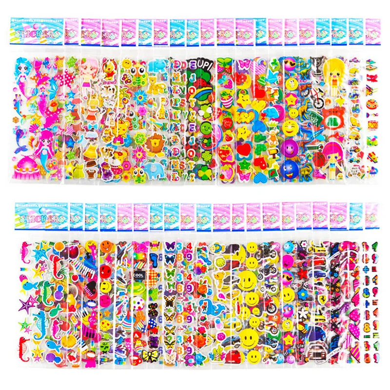 12pcs/pack Randomly cartoon stickers for kids kawaii 3D puffy bubble stickers boys girls gift