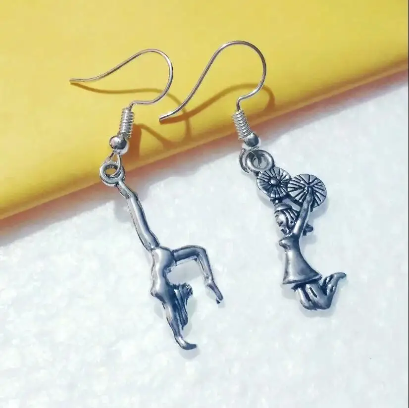 Fast delivery Gymnastic woman athlete/cheerleading girl  Charm  Dangle Earring For Women With Gift Box DIY Findings Jewelry Y4