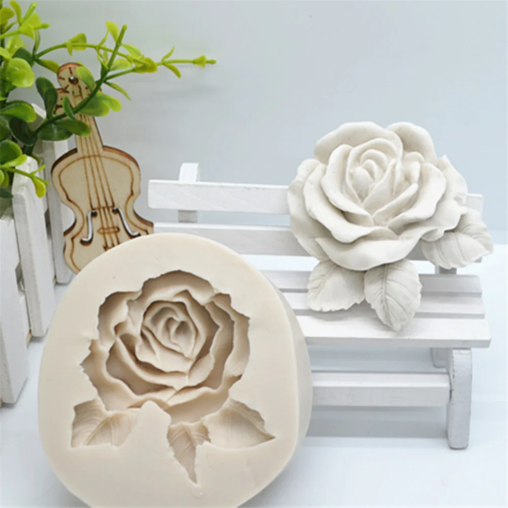 DIY Leafy Rose Design Silicone Mold For Fondant Chocolate Epoxy Sugarcraft Mould Pastry Cup Cake Decorating Kitchen Accessories