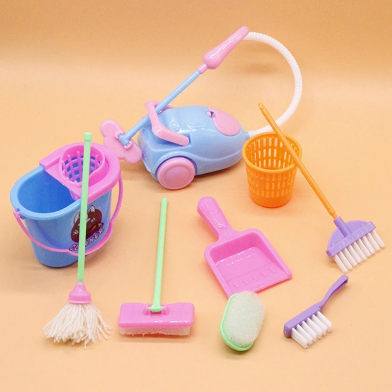 9Pcs Kitchen Cleaning Toys Household Cleaning Tool Pretend Play Toys Interactive & Educational Housekeeping Cleaning Toy H055