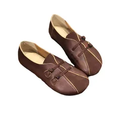 Leather Round Toe Soft Sole Women's Shoes