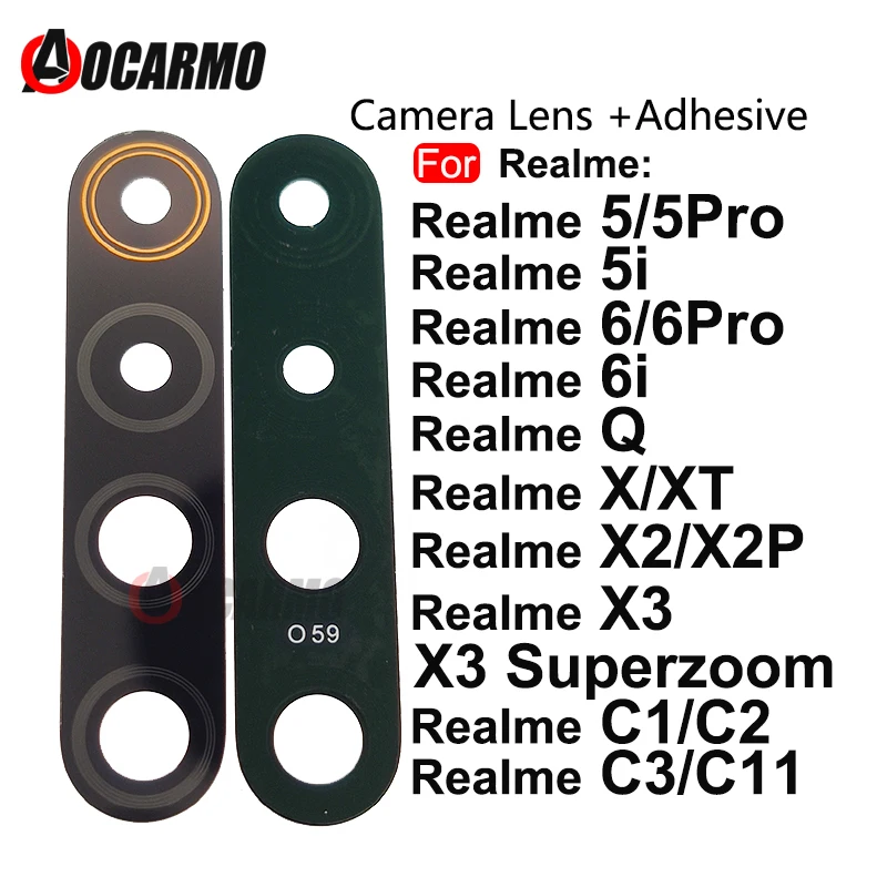 Rear Back Camera Lens With Sticker Adhesive For OPPO Realme 5 6 X2 Pro 5i 6i 5P X3 Superzoon XT Q C1 C2 C3 C11 Replacement Parts