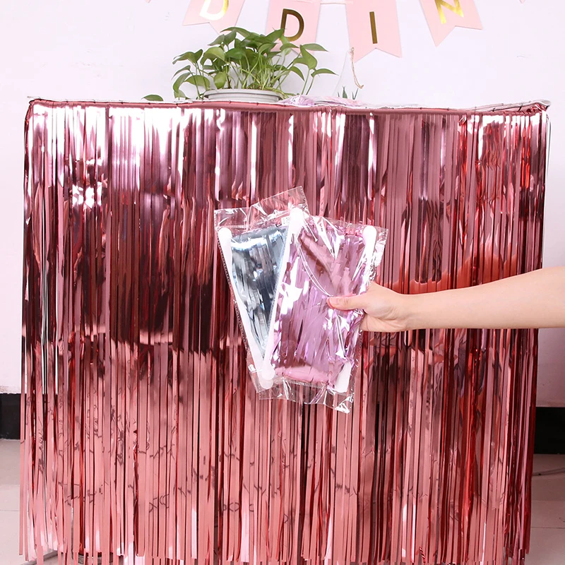 New Table Skirt Wedding Decoration Table New Year Easter Decoration For Home Birthday Party Decor Metal Rain Tinsel Table Skirt