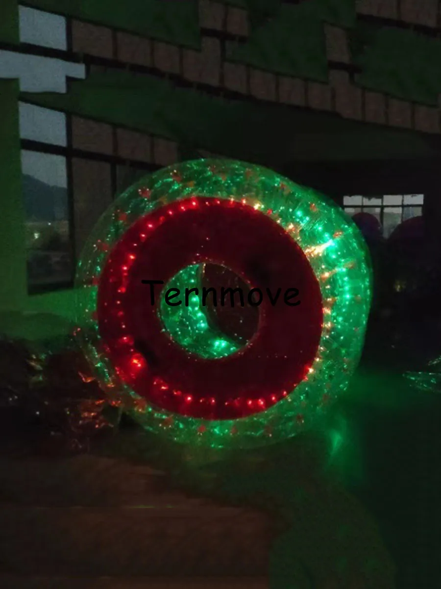 Aufblasbarer Rollerzylinder mit LED-Licht, Wasser Zorbing Walking Bälle, Wasserspiel, Sportspielzeug, Wasserroller, Walking Ball