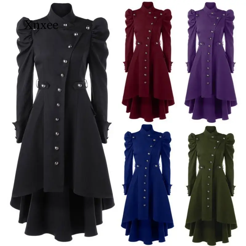 

Coat Women Vintage Steampunk Long Coat Gothic Overcoat Ladies Retro Jacket Luxury Brand Dovetail Veste Femme