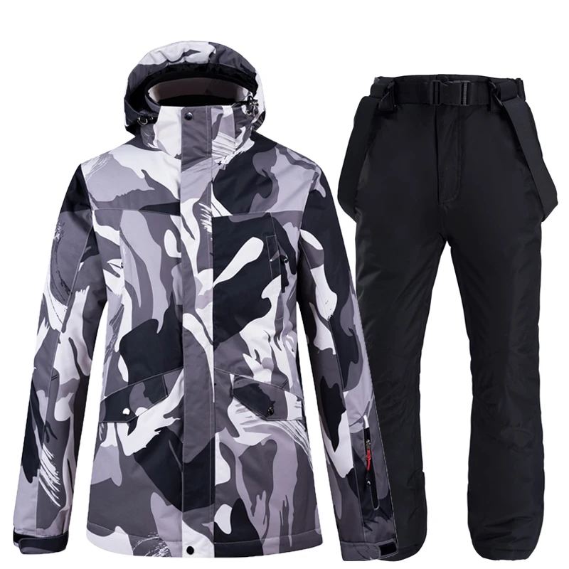 Conjunto de calças de snowboard masculino, jaqueta super quente à prova d\'água, à prova de vento, respirável, para inverno, traje de esqui de