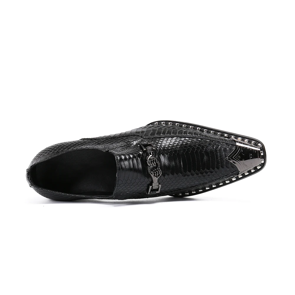 Spring 2025 Newly Men's Quality Patent Leather Decor Studded Wedding Shoes Black Genuine Leather Soft Man Dress Shoes Formal