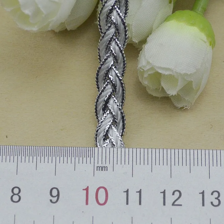 5m Gold Silver Lace Trim Cotton Fabric 7mm Wide Centipede Braided Lace Ribbon DIY Garment Sewing Accessories Wedding Home Crafts