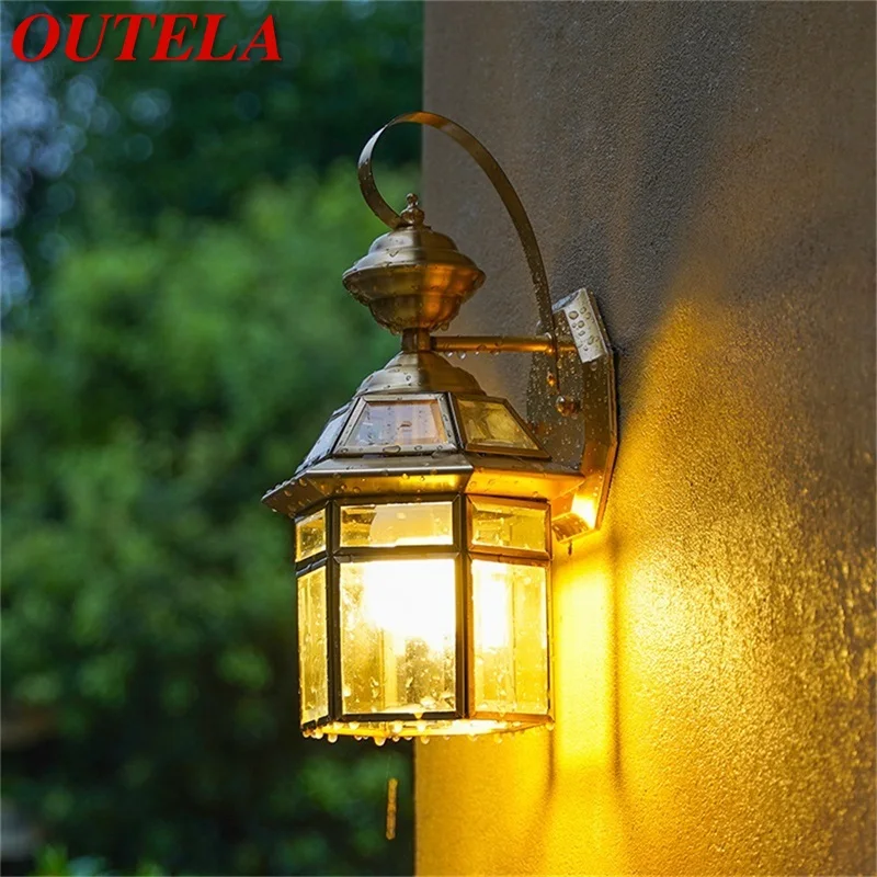 

OUTELA Retro Outdoor Brass Wall Lamp Waterproof IP65 Sconces LED Light for Home Porch Courtyard