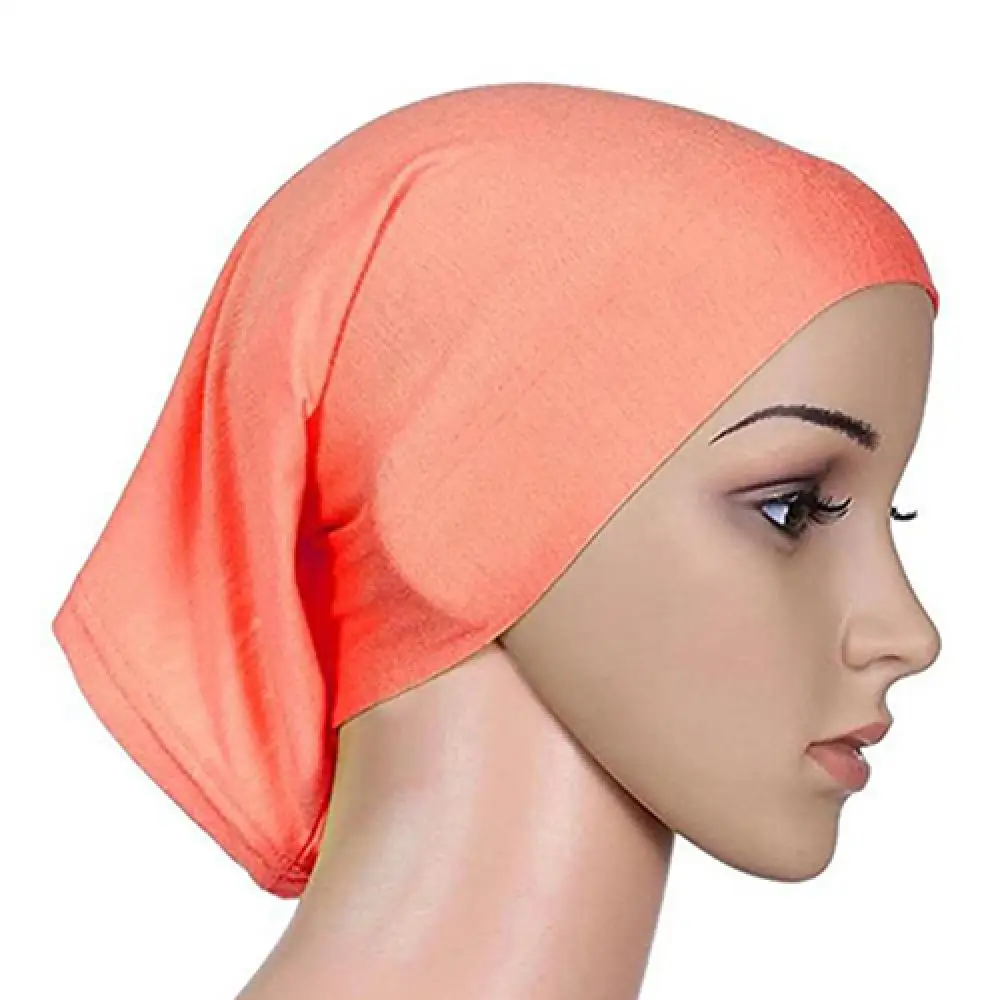 Women Hijabs Muslims Solid Color Cotton Cap Elastic Breathable Headwrap Under Scarf Shawl Hat 2021