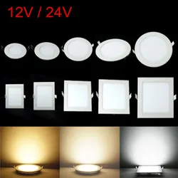 Panel de luz LED redondo/cuadrado, 3W, 4W, 6W, 9W, 12W, 15W, 25W, foco empotrado de techo, luz cálida/Natural/blanca fría, 12V, 24V + controlador