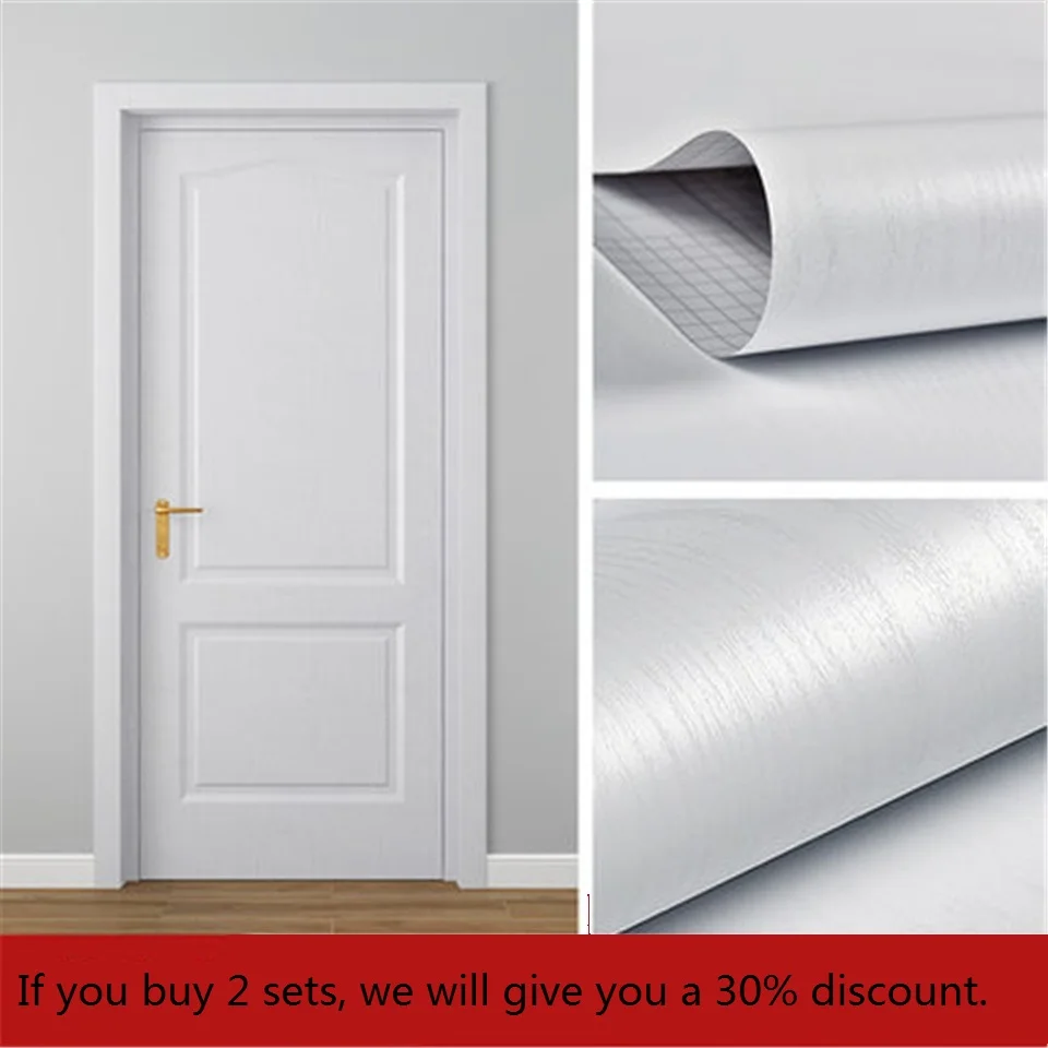 

Buy Two PCS Get 30% Off White Wood Grain Sticker Self Adhesive PVC Wallpaper Home Door Decoration Furniture DIY Renovation Decal