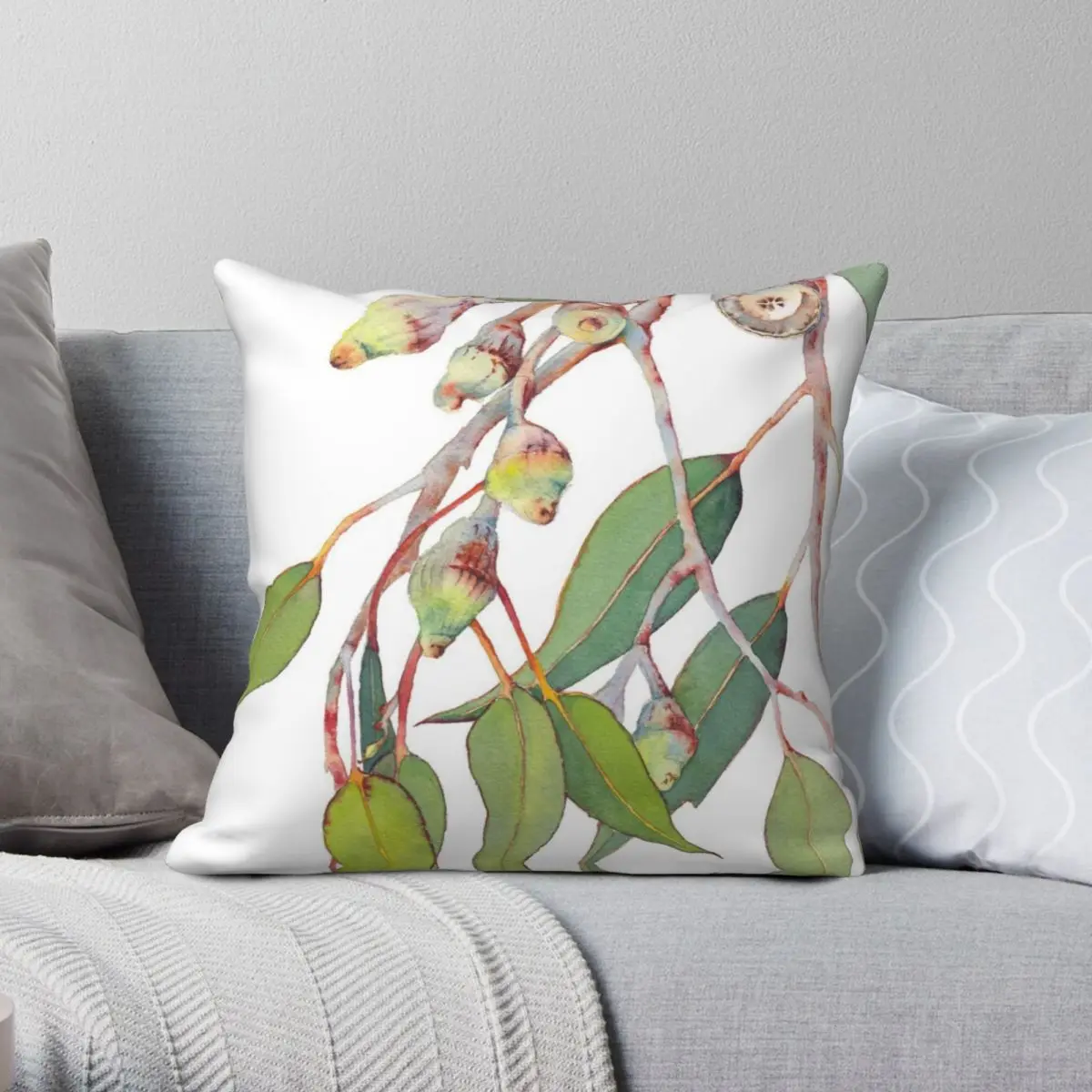 Australian Native Eucalyptus Tree Branch Pillowcase Polyester Linen Velvet Creative Zip Decor Pillow Case Sofa Cushion Cover